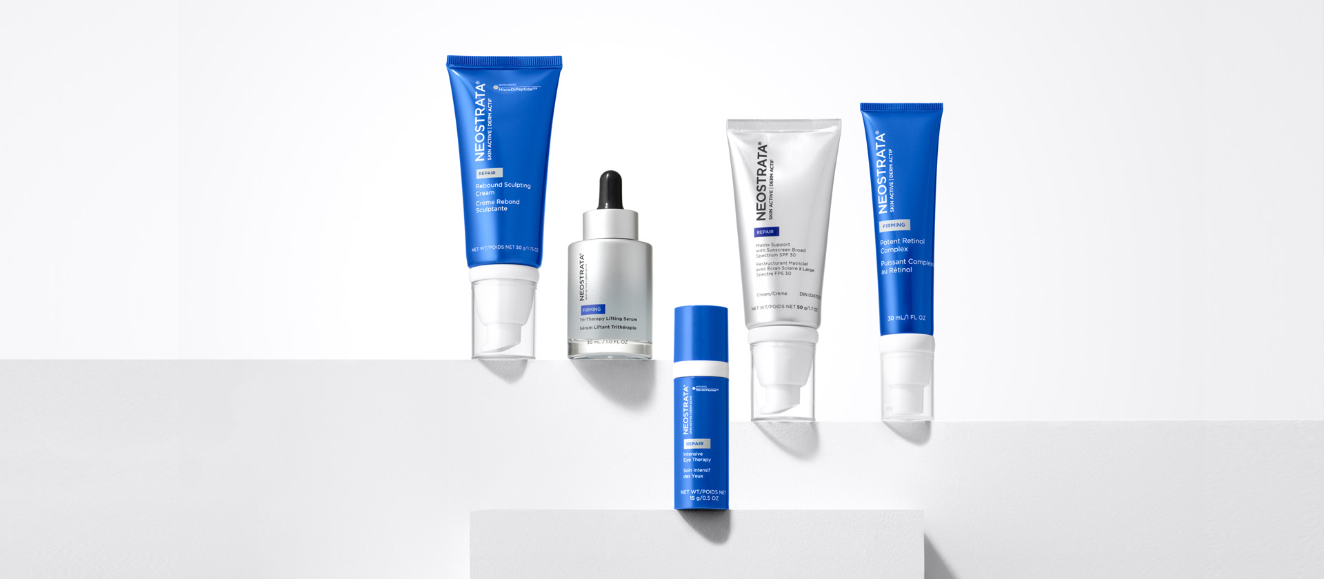 Bild på fem produkter från Skin Active serien från NEOSTRATA.